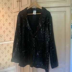 Black sequin blazer. Forum Novelties. No size, probably a medium/large. Unisex